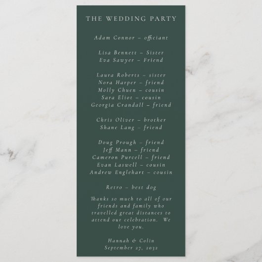 Elegantes Minimalistisches Winterreath Weiß Grün Programm (Rückseite)