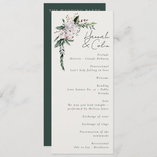 Elegantes Minimalistisches Winterreath Weiß Grün Programm (Vorne/Hinten)