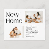 Elegantes Minimalistisches Zwei-Foto-neues Zuhause Ankündigungspostkarte (Vorderseite)