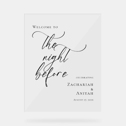 Elegantes Minimum Der Empfang vor der Probe Acrylschild (Vorderseite)