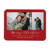 Elegantes Minimum Foto Collage Weihnachtsschrift A Magnet (Horizontal)