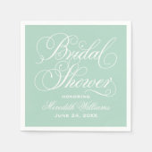 Elegantes Mint Calligraphy Wedding Brautparty Serviette (Vorderseite)