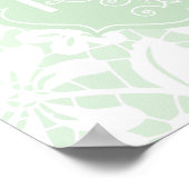 Elegantes Mint Green Lace Personalisiertes Monogra Poster (Ecke)