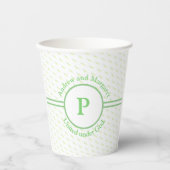 Elegantes Mint-Green Leaf Muster Pappbecher (Vorderseite)