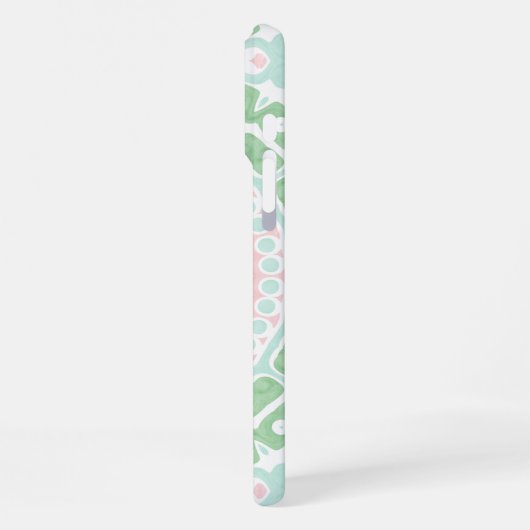 Elegantes Mint-Rosen-Mandala-Design iPhone Hülle (Linke Seite)