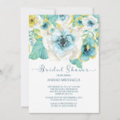 Elegantes Minz- und Goldfloral Brautparty Einladung (Vorderseite)