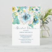 Elegantes Minz- und Goldfloral Brautparty Einladung (Stehend Vorderseite)