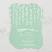 Elegantes Minze-Funkellicht Quinceñera Party Einladung (Vorne/Hinten)