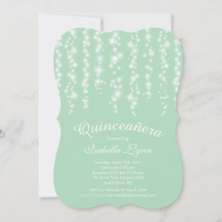 Elegantes Minze-Funkellicht Quinceñera Party Einladung