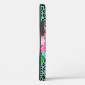 Elegantes Minze Leopard Print und Blumendesign Case-Mate iPhone Hülle (Rückseite / Rechts)