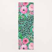 Elegantes Minze Leopard Print und Blumendesign Yogamatte (Vorderseite)