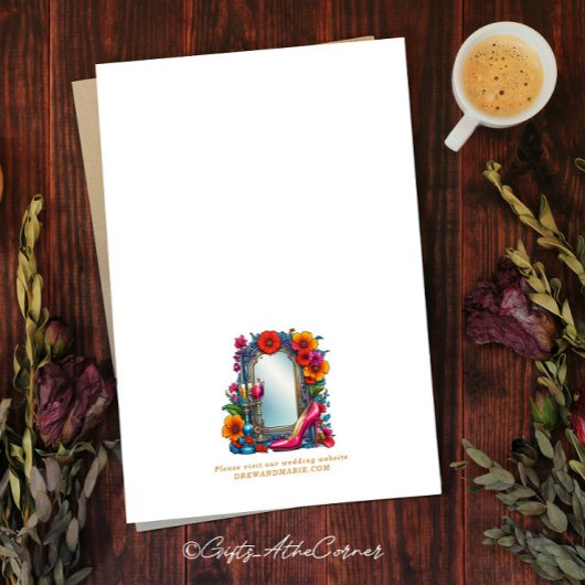 Elegantes Mirror Shoe Floral Brautparty Einladung