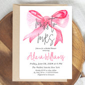 Elegantes Miss an MRS. Ribbon Pink Bow Brautparty Einladung
