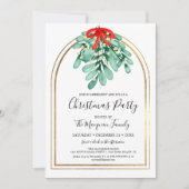 Elegantes Mistletoe Gold Arch Frame Weihnachts-Par Einladung (Vorderseite)