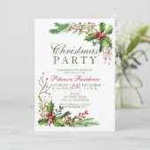 Elegantes Mistleton Aquarellgrün Weihnachten Einladung (Stehend Vorderseite)