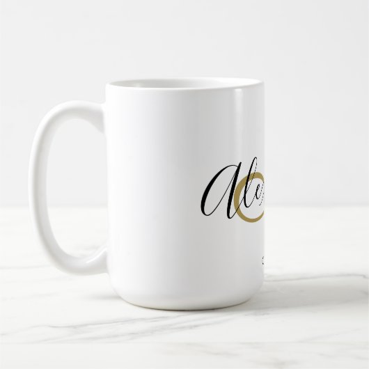 Elegantes Mit Monogramm Anfangsname Schwarzes Gold Kaffeetasse (Links)