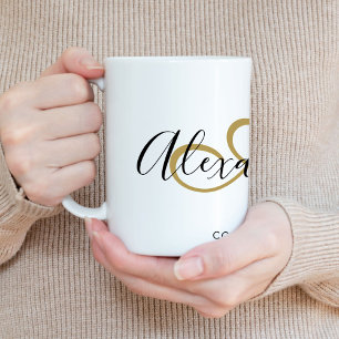 Elegantes Mit Monogramm Anfangsname Schwarzes Gold Kaffeetasse