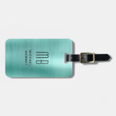 Elegantes, Mit Monogramm, Aquamarines, grünes Bürs Gepäckanhänger (Vorderseite horizontal)