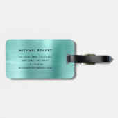 Elegantes, Mit Monogramm, Aquamarines, grünes Bürs Gepäckanhänger (Rückseite horizontal)