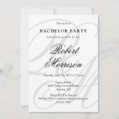 Elegantes Mit Monogramm Bacherlor-Party mit QR-Cod Einladung (Vorderseite)