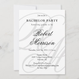 Elegantes Mit Monogramm Bacherlor-Party mit QR-Cod Einladung
