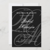 Elegantes Mit Monogramm Bacherlor-Party mit QR-Cod Einladung (Vorderseite)