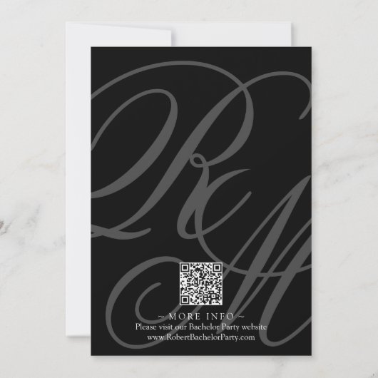 Elegantes Mit Monogramm Bacherlor-Party mit QR-Cod Einladung (Rückseite)