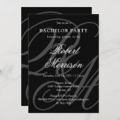 Elegantes Mit Monogramm Bacherlor-Party mit QR-Cod Einladung (Vorne/Hinten)