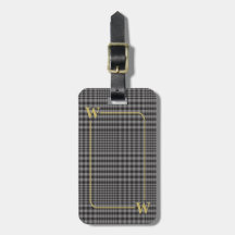 Elegantes Mit Monogramm Black and Gold Glen Karier