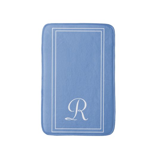 Elegantes Mit Monogramm Blau Personalisiert Badematte (Vorderseite Vertikal)