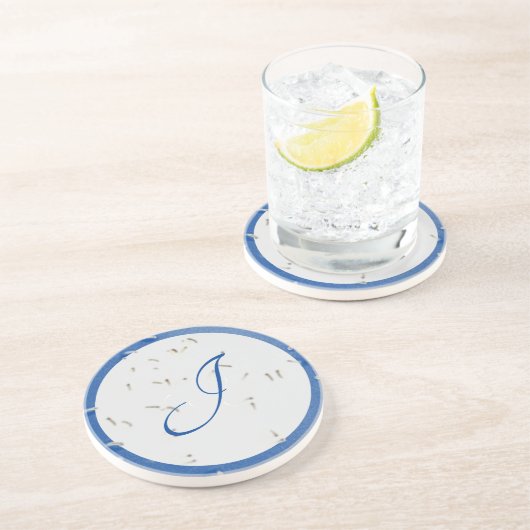 Elegantes Mit Monogramm Blau und Grau Getränkeuntersetzer (Seite)