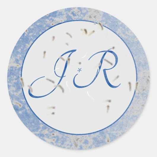 Elegantes Mit Monogramm Blau und Grau Runder Aufkleber (Vorderseite)