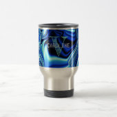 Elegantes Mit Monogramm Blue Chrome-Muster Reisebecher (Mittel)