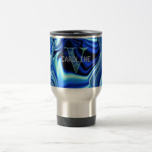 Elegantes Mit Monogramm Blue Chrome-Muster Reisebecher