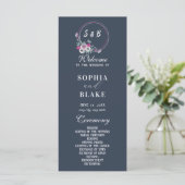 Elegantes Mit Monogramm Blue Wedding Programm (Stehend Vorderseite)