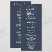 Elegantes Mit Monogramm Blue Wedding Programm (Vorne/Hinten)