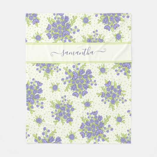 Elegantes Mit Monogramm Blumenmuster Fleecedecke (Vorderseite)