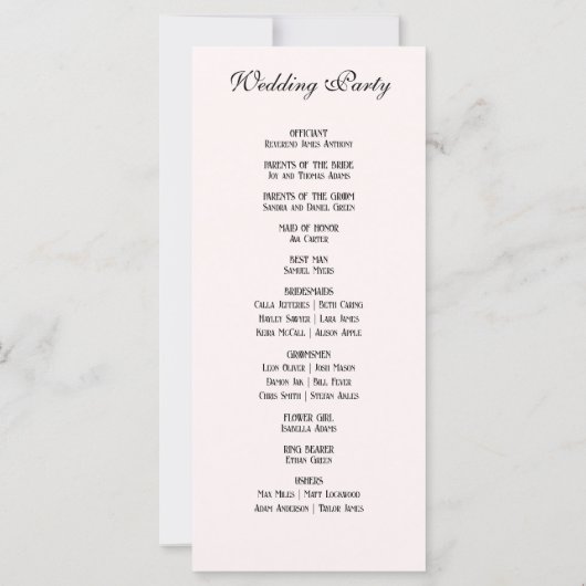 Elegantes Mit Monogramm Cremes-Hochzeitsprogramm (Rückseite)