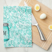 Elegantes Mit Monogramm Design Aquamarin Geschirrtuch (Viertel Falte)