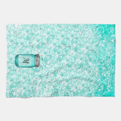 Elegantes Mit Monogramm Design Aquamarin Geschirrtuch (Horizontal)