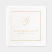 Elegantes Mit Monogramm einfaches Skript Hochzeit Servietten Mit Folie (Vorderseite)