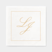 Elegantes Mit Monogramm einfaches Skript Hochzeit  Servietten Mit Folie (Vorderseite)