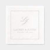 Elegantes Mit Monogramm Einfaches Skript-Hochzeits Servietten Mit Folie (Vorderseite)