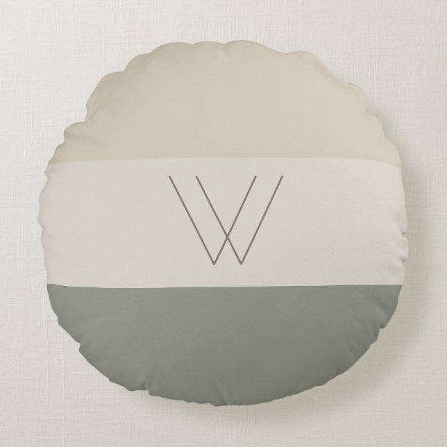 Elegantes Mit Monogramm, erstklassiges Chic-Muster Rundes Kissen (Vorderseite)