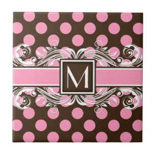 Elegantes Mit Monogramm geometrisches Punktmuster Fliese