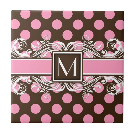 Elegantes Mit Monogramm geometrisches Punktmuster Fliese (Vorderseite)