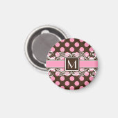 Elegantes Mit Monogramm geometrisches Punktmuster Magnet (Vorderseite/Rückseite)