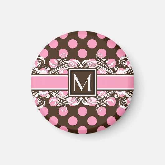 Elegantes Mit Monogramm geometrisches Punktmuster Magnet (Vorne)