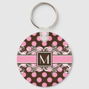 Elegantes Mit Monogramm geometrisches Punktmuster Schlüsselanhänger
