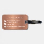 Elegantes, Mit Monogramm, Girly Copper Foil Metal Gepäckanhänger (Rückseite horizontal)